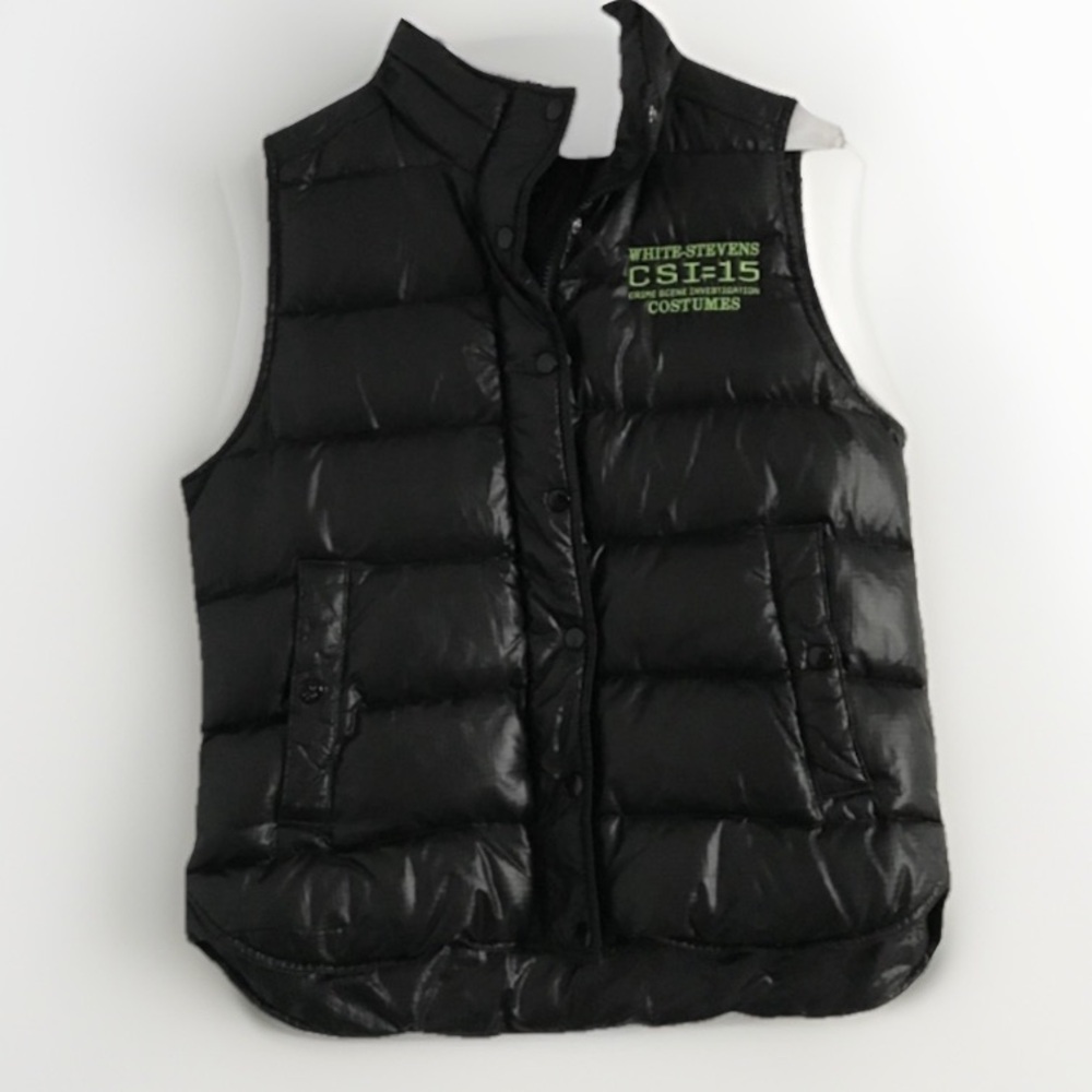 J CREW WOMENS PUFFER VEST BLACK DOWN FILLED ZIP SNAP BUTTON MEDIUM
